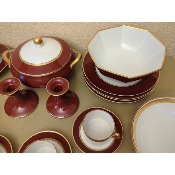 VTG Fitz & Floyd Renaissance Cinnabar 8 Pc Setting 1978 Veg & Soup Bowls 31 Pcs - Picture 3 of 9
